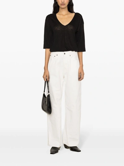 Shop Allude Linen Top In Black