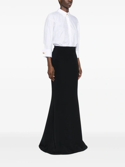 Shop Elisabetta Franchi Black/white Cotton Panelled Design Dress