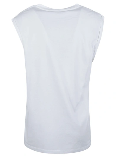 Shop Balmain Button-detail Logo-print Tank Top In White