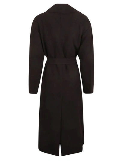 Shop Mvp Wardrobe Long-sleeve Belted Midi Coat In Black