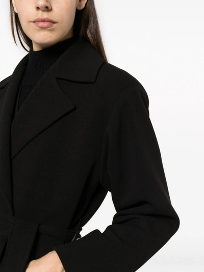 Shop Mvp Wardrobe Long-sleeve Belted Midi Coat In Black