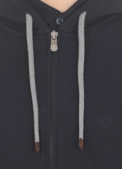 Shop Brunello Cucinelli Sweatshirt With Zip And Hood In Black