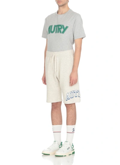 Shop Autry Grey Cotton Shorts In White