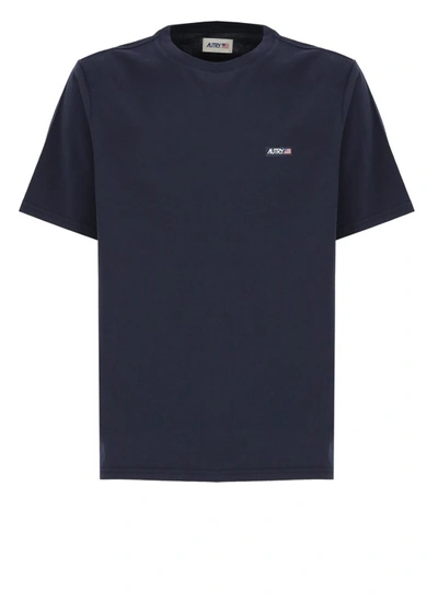 Shop Autry Blue Cotton T-shirt In Black