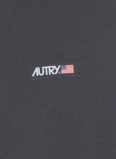 Shop Autry Blue Cotton T-shirt In Black