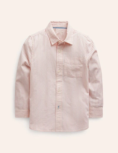 Shop Mini Boden Cotton Shirt French Pink/ Ivory Stripe Boys Boden