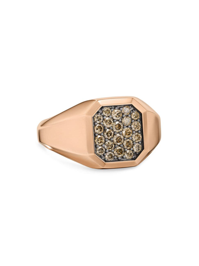 Shop David Yurman Men's Streamline Signet Ring In 18k Rose Gold
