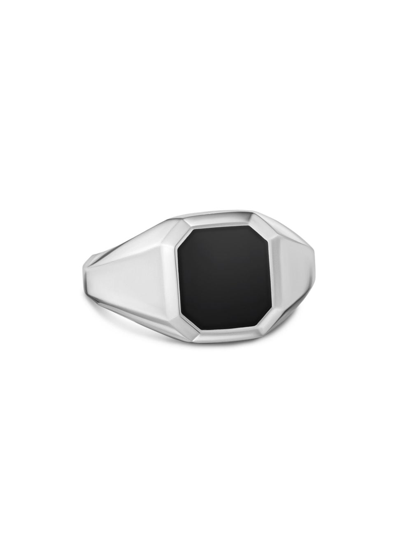 Shop David Yurman Men's Streamline Signet Ring In Sterling Silver In Black Onyx