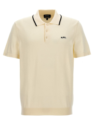 Shop Apc A.p.c. 'flynn' Polo Shirt In White/black