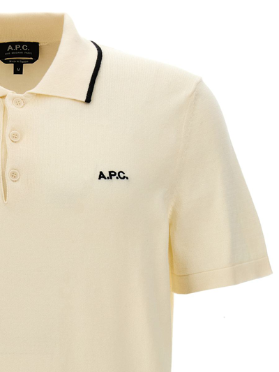 Shop Apc A.p.c. 'flynn' Polo Shirt In White/black