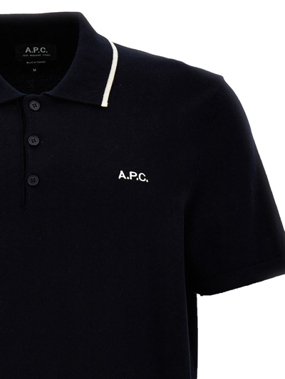 Shop Apc A.p.c. 'flynn' Polo Shirt In Blue