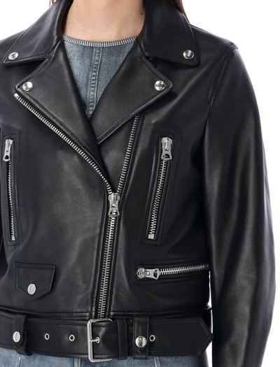Shop Acne Studio S Biker Leather Jacket In Black