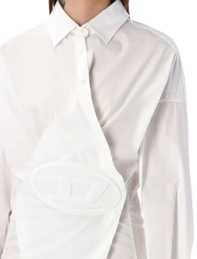 Diesel Midi Chemisier With Logo In White