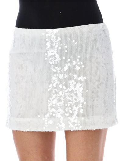Shop Dolce & Gabbana Sequins Mini Skirt In Silver White