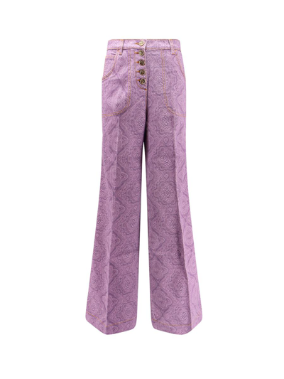 Shop Etro Trouser In Purple