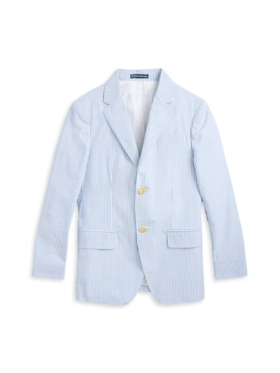 Shop Polo Ralph Lauren Little Boy's & Boy's Seersucker Single-breasted Jacket In Blue White