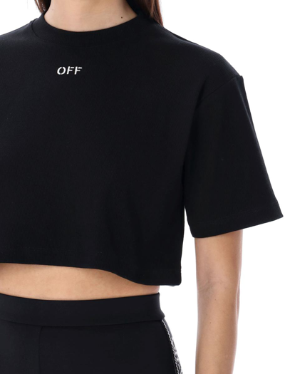 Shop Off-white Off Stamp Rib Cropped Tee In Black