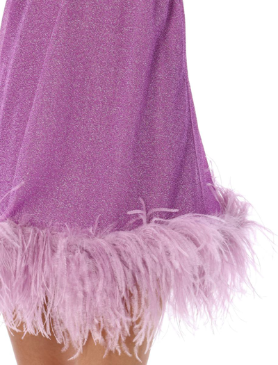 Shop Oseree Oséree Lumière Feather Mini Dress In Glicine