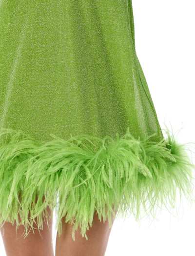 Shop Oseree Oséree Lumière Feather Mini Dress In Lime