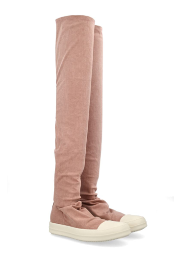 Shop Rick Owens Drkshdw High Sock Sneaks In Pink Milk Sole