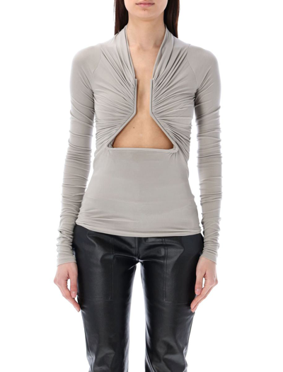 Shop Rick Owens Ls Prong Tee In Pearl