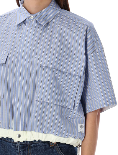 Shop Sacai Thomas Mason Cotton Poplin Shirt In Light Blue White