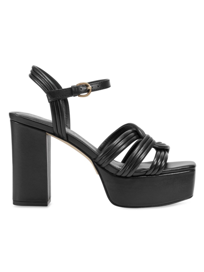 Shop Marc Fisher Ltd Women's Cairo 100mm Leather Platform Sandals In Black