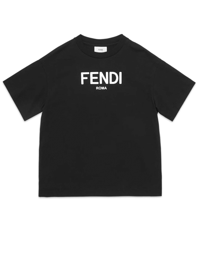 Shop Fendi Kids T-shirts And Polos Black