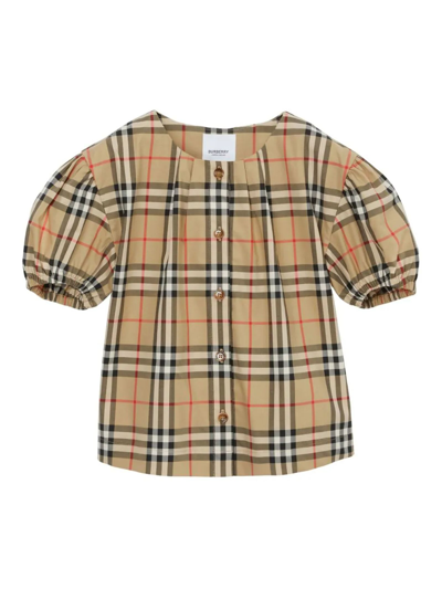 Shop Burberry Kids Shirts Beige