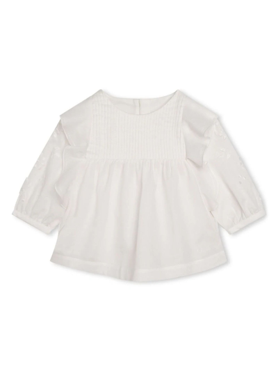 Chloé Ruffled-trim Organic Cotton Blouse In White
