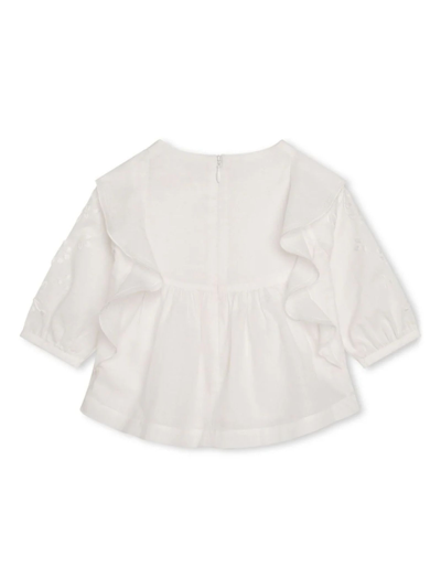 Chloé Ruffled-trim Organic Cotton Blouse In White