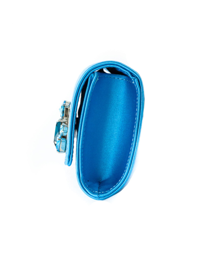 Shop Roberto Festa Light Blue Satin Pat Shoulder Bag