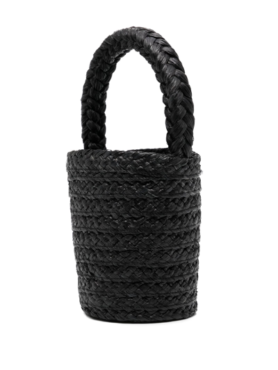 PATOU BLACK RAFFIA BUCKET BAG 