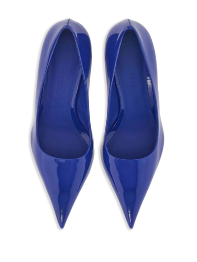 Shop Ferragamo Eva Pointed-toe Pumps In Blue