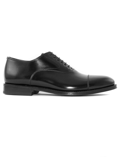 Shop Green George Black Brushed Leather Oxford Shoes