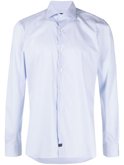 Shop Fay Light Blue Striped Cotton-blend T-shirt