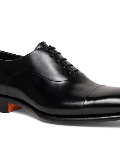 Shop Santoni Black Oxford Shoe