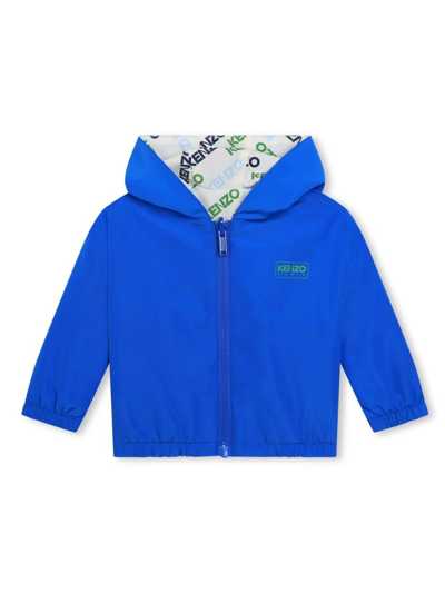 Kenzo Reversible Hooded Windbreaker In Blue