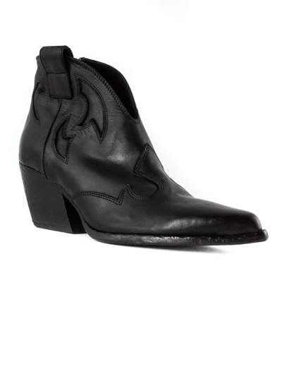 Shop Elena Iachi Black Leather Texan Ankle Boots