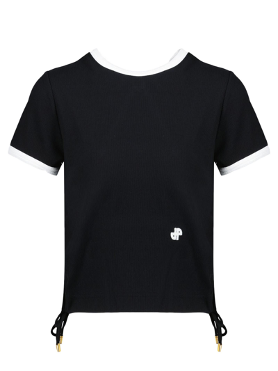 Shop Patou Black Stretch-cotton T-shirt