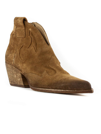 Shop Elena Iachi Brown Suede Texan Ankle Boots