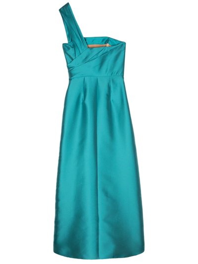 Shop Alberta Ferretti Turquoise Mikado Maxi Dress In Blue