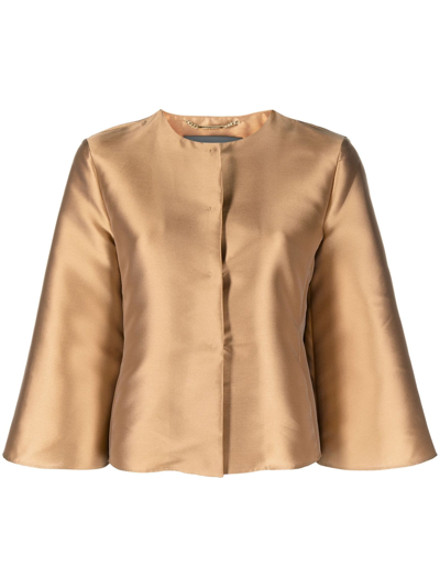 Shop Alberta Ferretti Gold-tone Satin Jacket In Golden