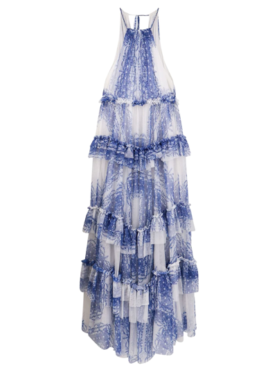 Shop Philosophy Di Lorenzo Serafini Blue And White Maxi Dress