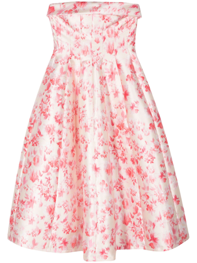 Shop Philosophy Di Lorenzo Serafini White And Pink Pleated Midi Dress
