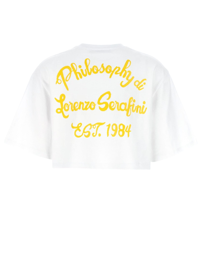 Shop Philosophy Di Lorenzo Serafini White And Yellow Cotton T-shirt
