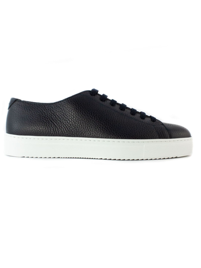 Shop Doucal's Sneaker In Blue Tumbled Leather