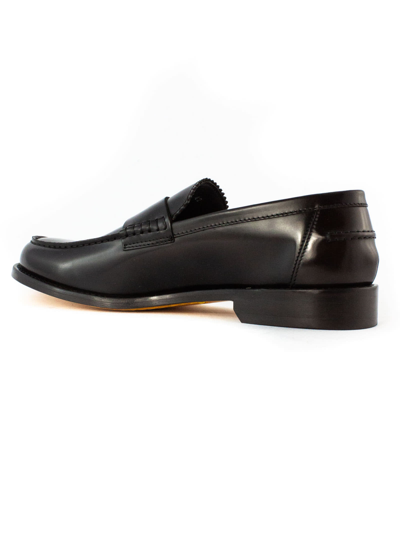 Shop Doucal's Loafer In Black Leather In Brown