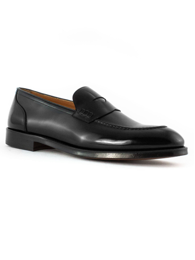 Shop Doucal's Penny Loafer In Black Leather