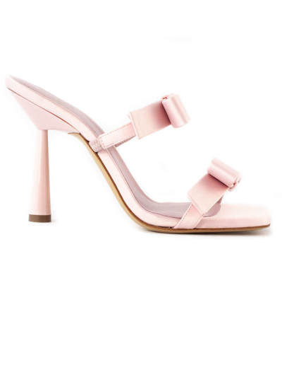 Shop Gia Borghini Pink Satin Double Bow Galantine Sandal